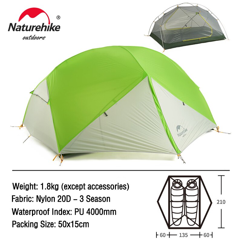 naturehike mongar 2 グレー Naturehike Mongar Ultralight 20D Silicone Backpacking Tent 2