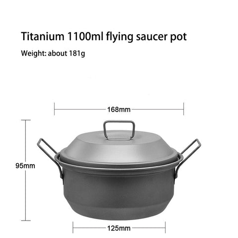 Image of Whislux Titanium 1100ml Double Handles Flying Saucer Pot
