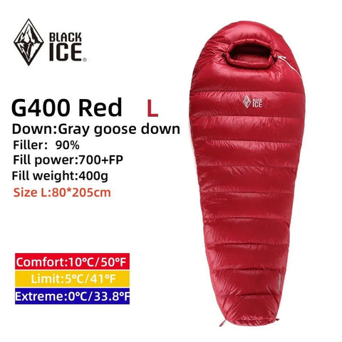 BLACK ICE G400/700/1000 Mummy Single Goose Down Sleeping Bag